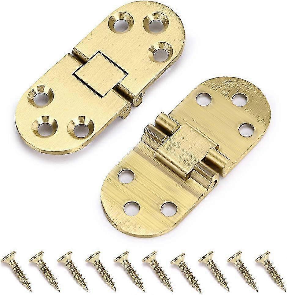2 solid brass hinges, desk drawer hinge with flap for table-top sewing machine, doors and folding table with screw (90 degrees)