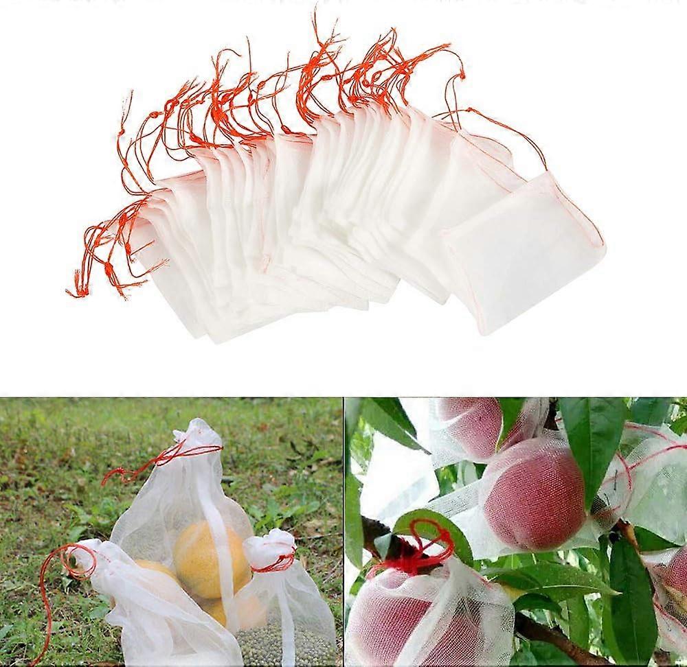 50 Pack Anti-Insect Mesh Bags, Nylon Garden Protection Net, Reusable Fruit and Plant Protection Bag, Grape Bag Anti-Birds with Drawstring (25 x 15cm
