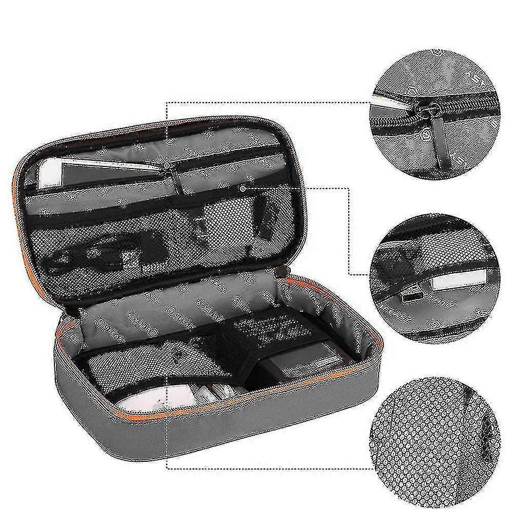 Double Grid Storage Bag Data Lines Laptop Cords Mouse Organizer Case Pouch