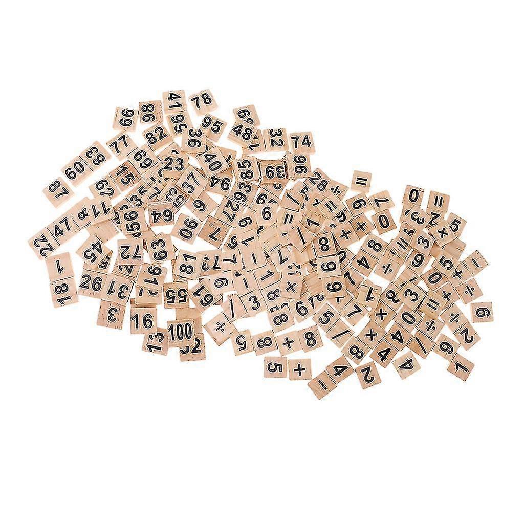 200 Pieces Wooden Puzzles Numbers Tiles Black Letters Cube Blocks For Crafts