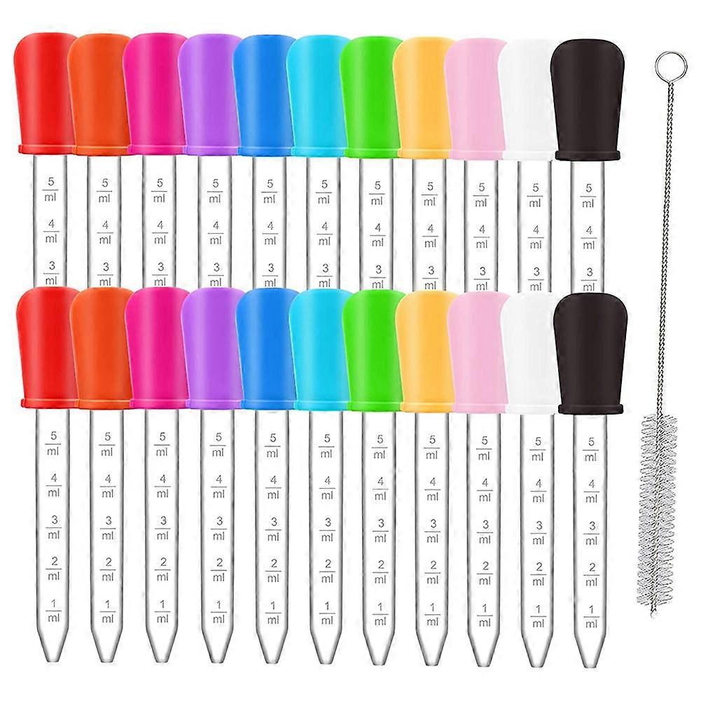 22 Pack Liquid Droppers, 5Ml Silicone and Plastic Medicine Eye Dropper with Bulb Tip and Clean Brus