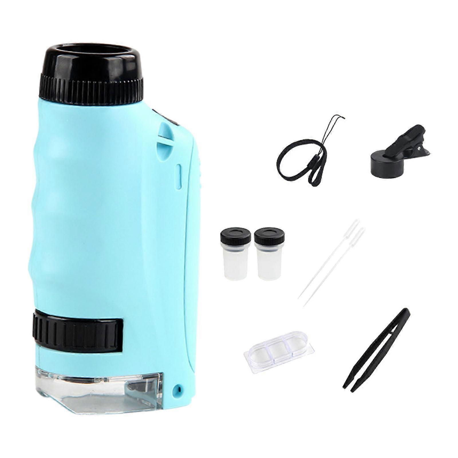 Handheld Microscope Set DIY Science Experiments Training Toy Kids Microscope Blue