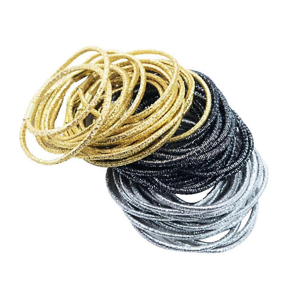 2x 30pcs Glitter Round Elastic Rubber Bands Elastic Band Elastic Cord
