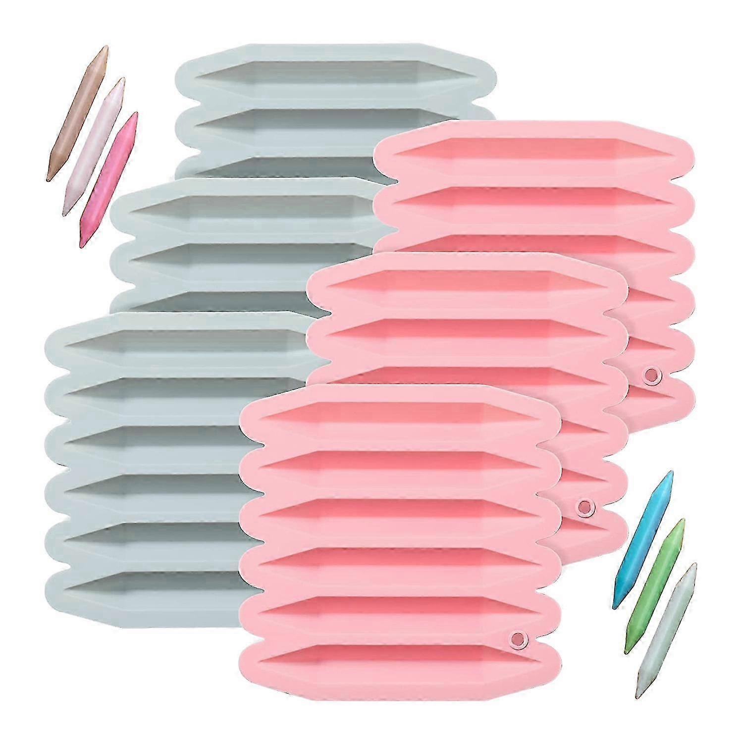 6-Pack Crayon Molds Triangular Double Tip 3D Crayon Silicone Molds Oven Molds for DIY Crafting,2 Co