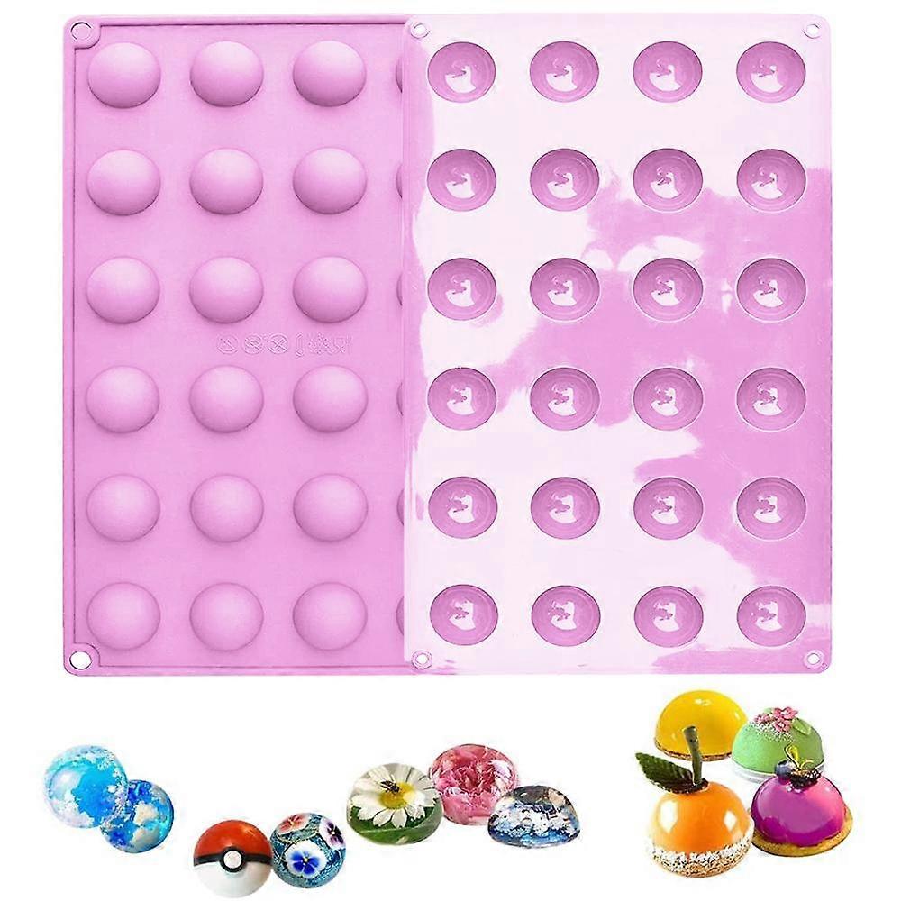 Mini 24-Cavity Semi Sphere Silicone Mold, 2 Packs Baking Mold