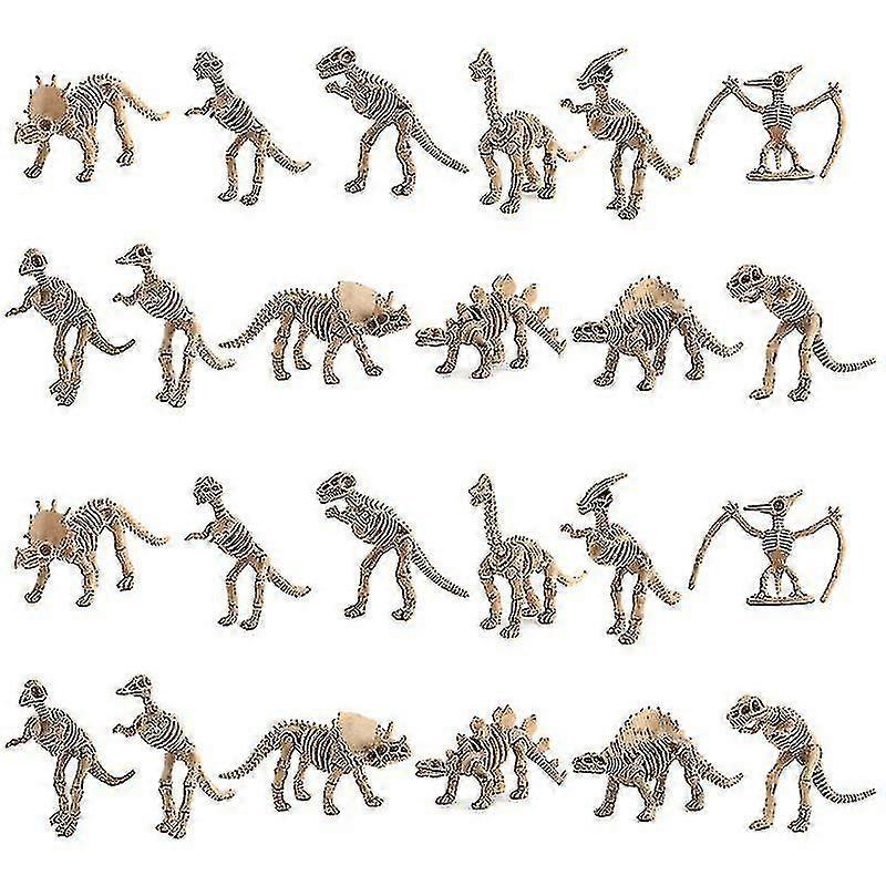 24pcs Dinosaur Petrifaction Skeleton, Assorted Figures Dino Bones, Educational