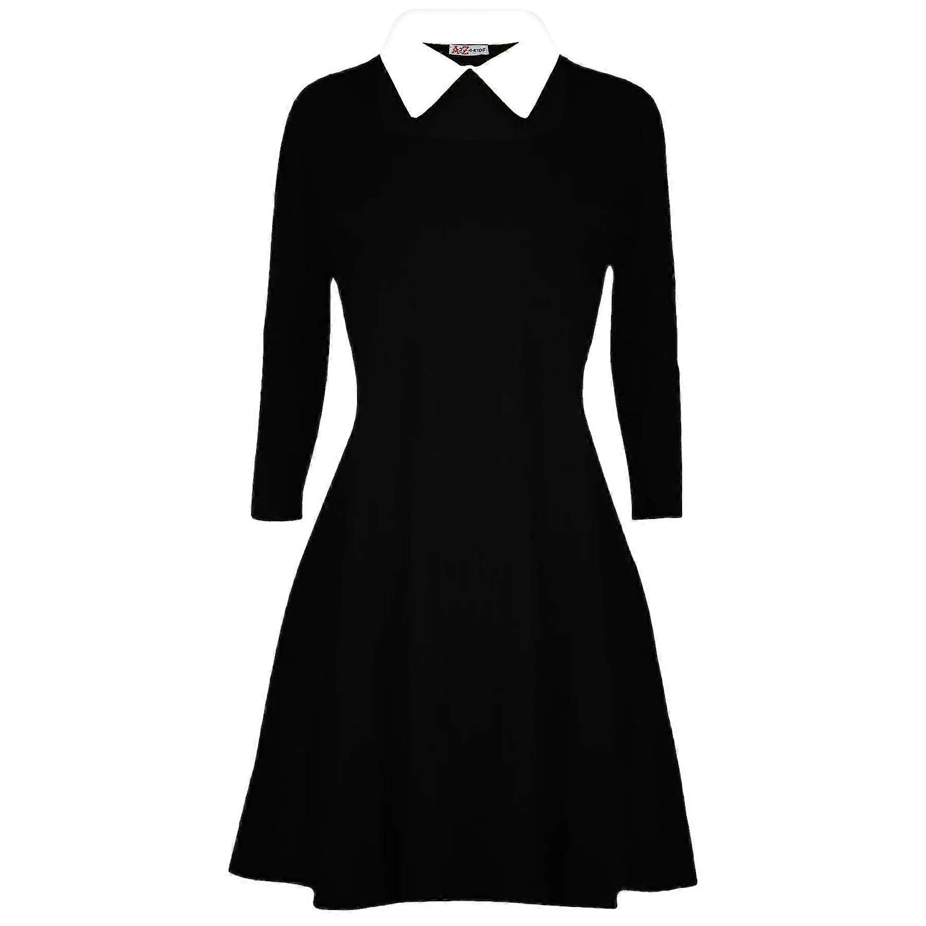 Mädchen Langärmel Peter Pan Kragen Swing Kleid