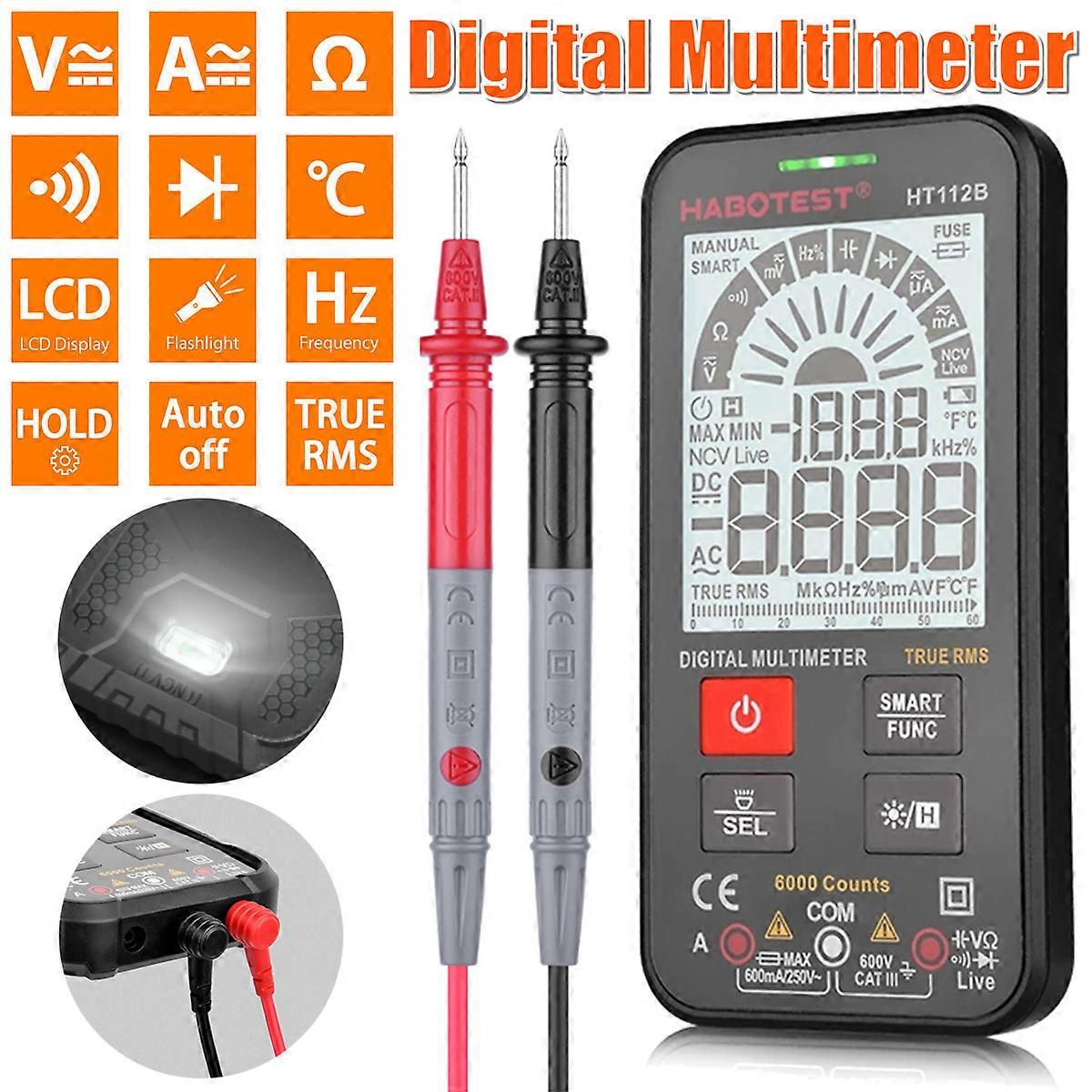 112B LCD Digital Smart Multimeters Amp Ohm Hz AC/DC Voltmeter Ammeter Ohmmeter Volt Tester Diodes Meter Capacitance Battery Test