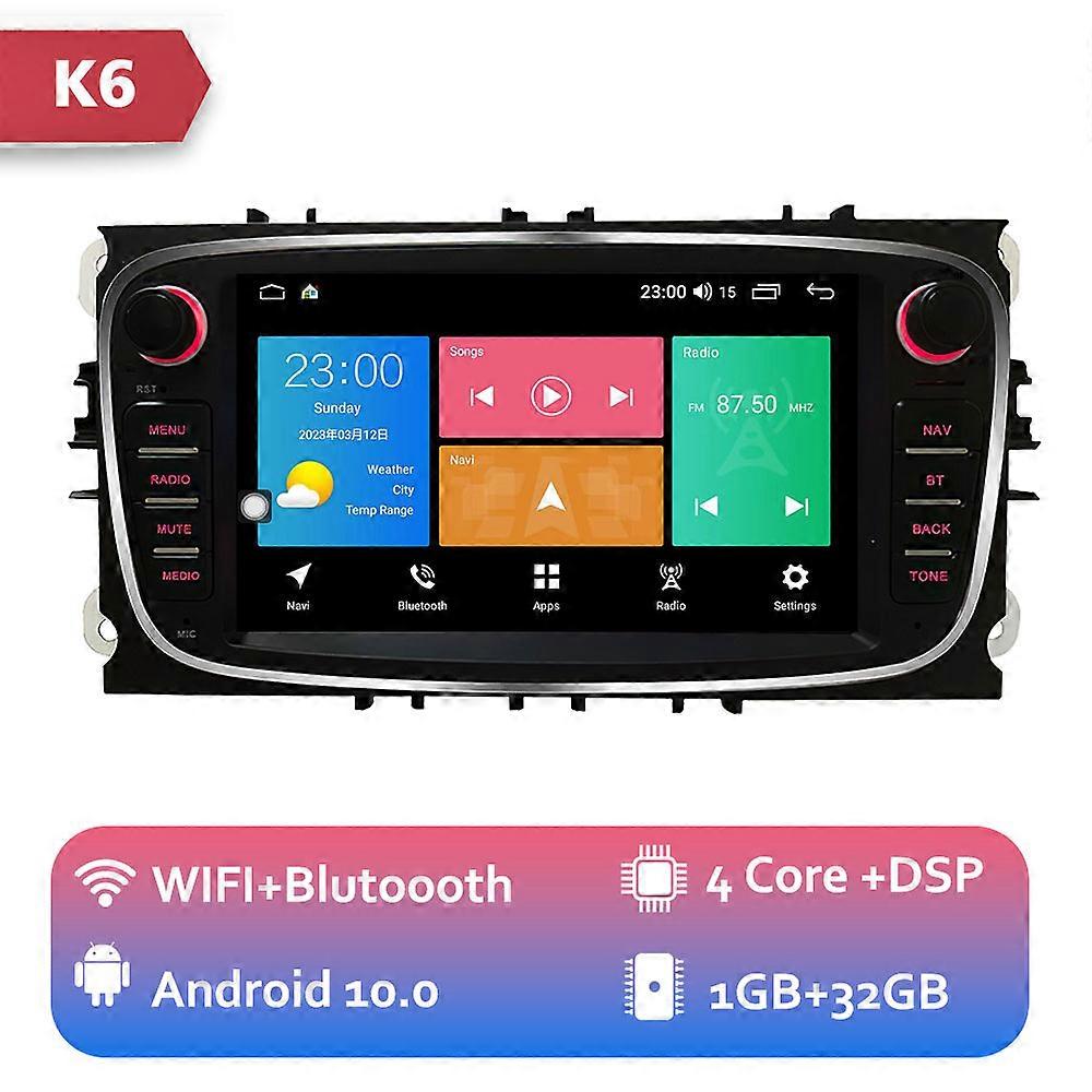 2 DIN Car Android 12 Carplay Radio Multimedia Player For Ford Focus S-Max Mondeo Galaxy C-Max GPS Navigation Bluetooth NO DVD