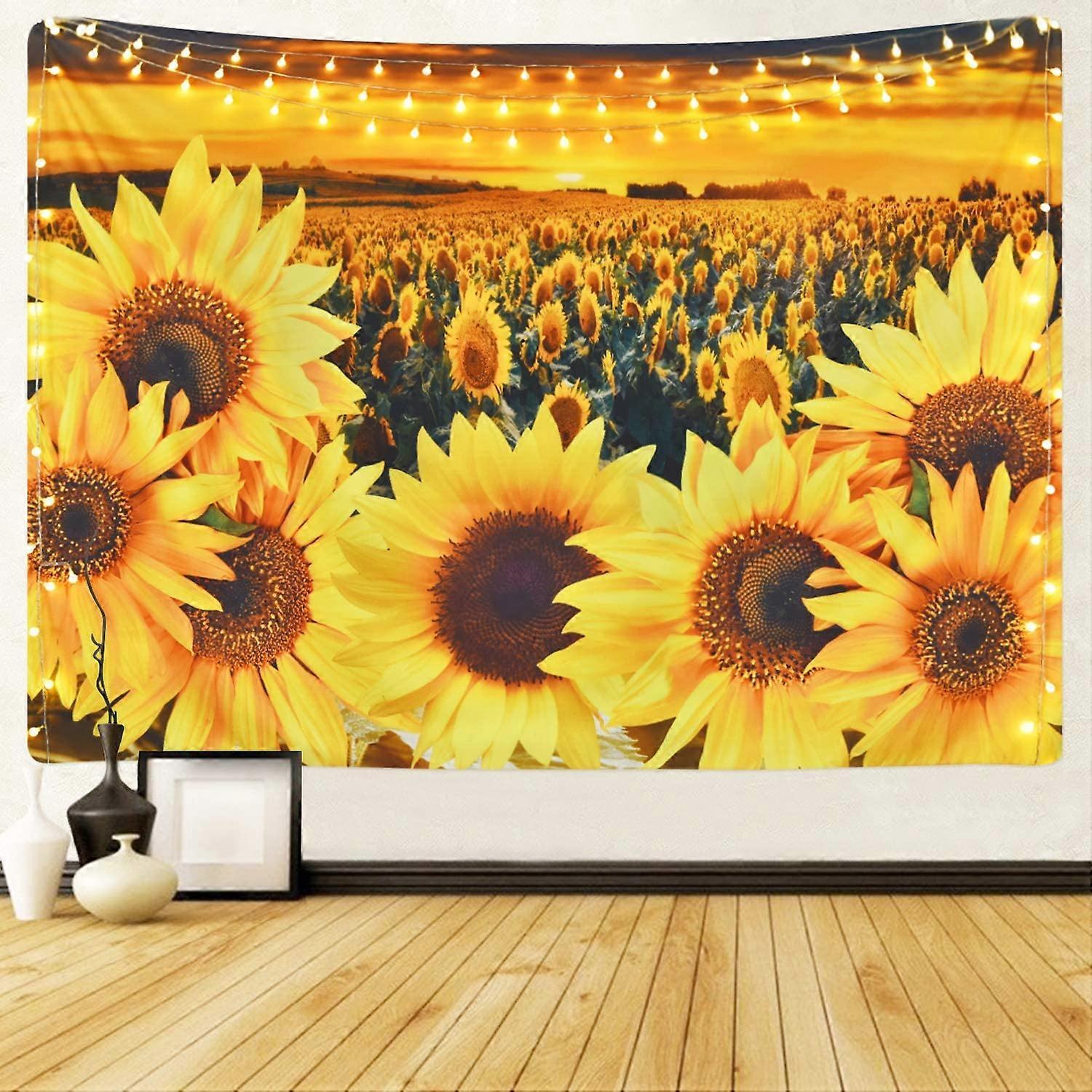 Annen veggdekor Solsikke billedvev solnedgang solsikkefelt blomsterplante  billedvev gul blomst billedvev soverom billedvev | Fruugo NO, image size:1500x1500