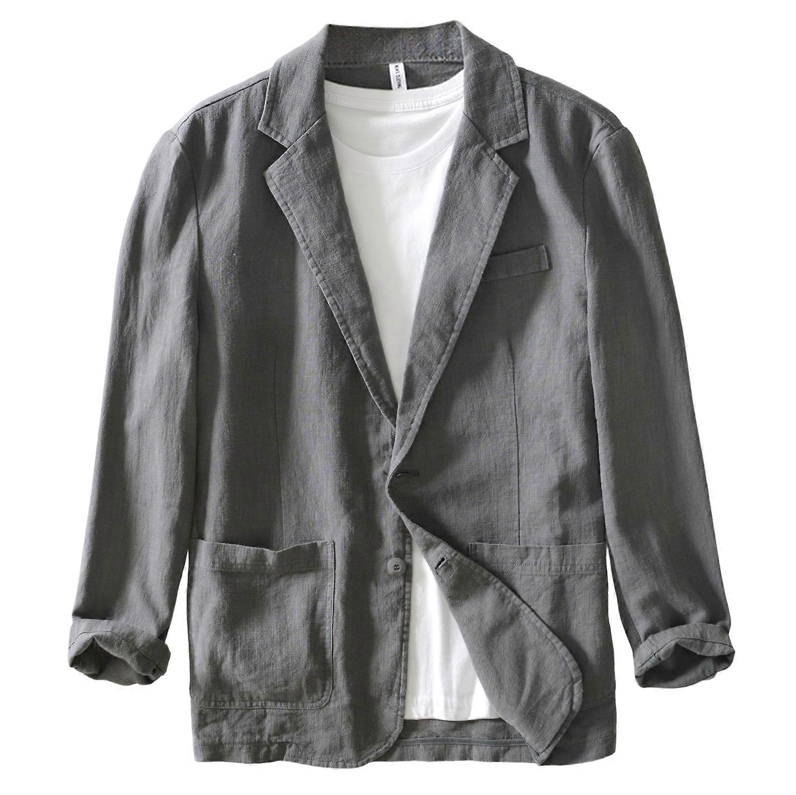 Men's Slim Fit Lightweight Cotton Linen Jacket Blazer