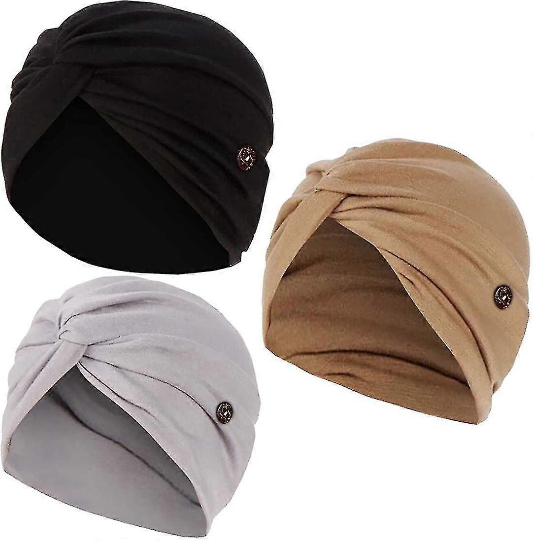 3pack المرأة زر قبعة العلاج الكيميائي لينة قبعة صغيرة عمامة مريحة السرطان Headwea-mxbc
