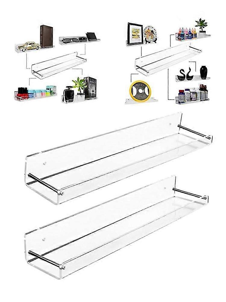 acrylic floating bookshelves display stand bathroom transparent holders 2pcs