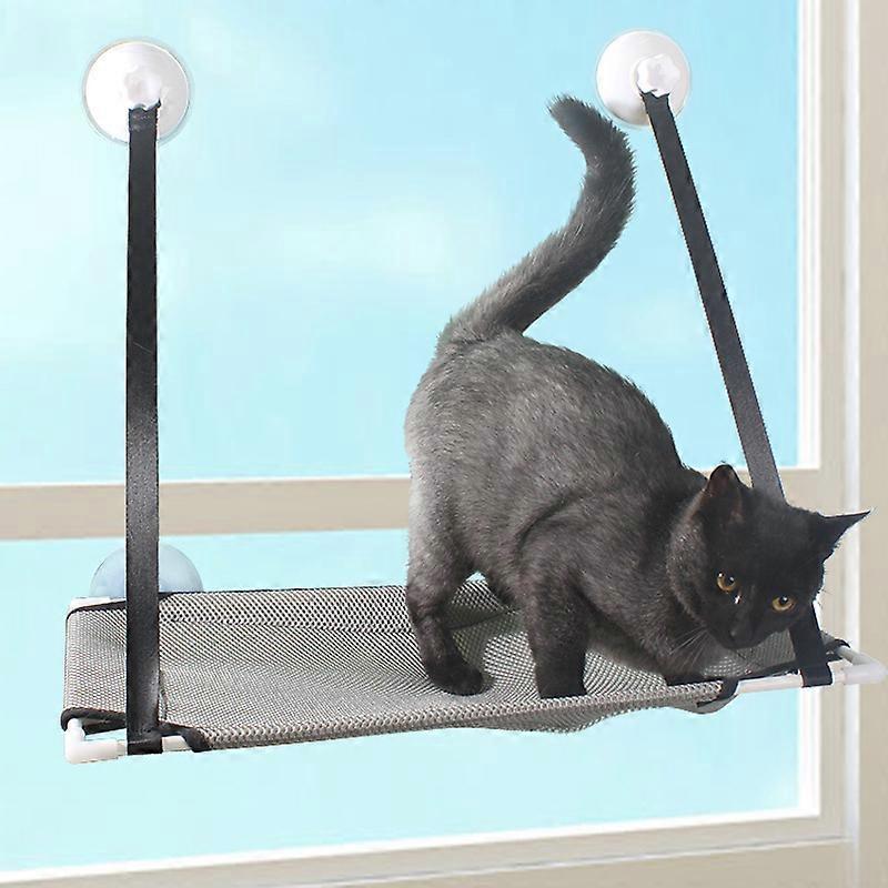 Gray Cat Hammock, Cat Window Hammock, Cat Window Seat Bed with Button Suction Cups, Cat Rest Seat for Sunbathing, Save Space Easy to Install 50 LBS Lo
