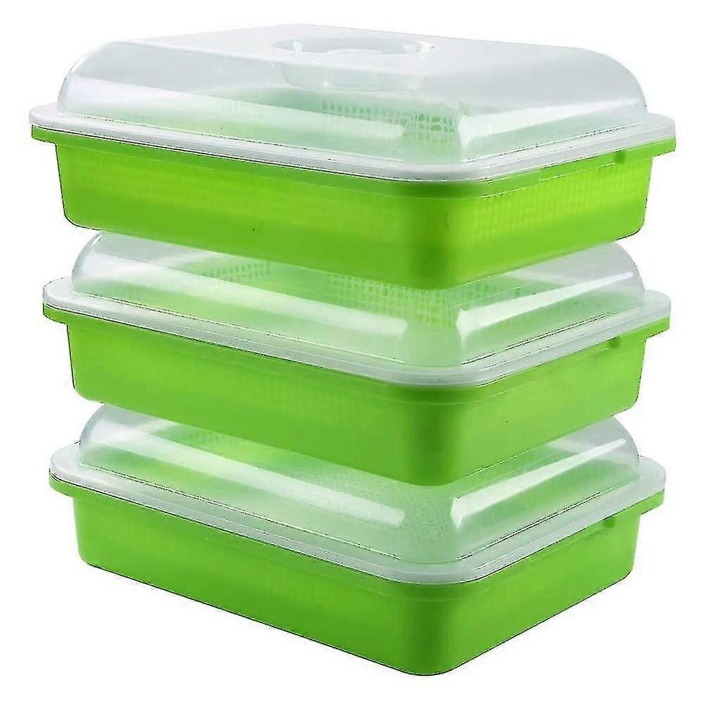 3-pack Seed Tray Soil-free Big Capacity Healthy Wheatgrass Grower Sprouting Container Kit With Lid