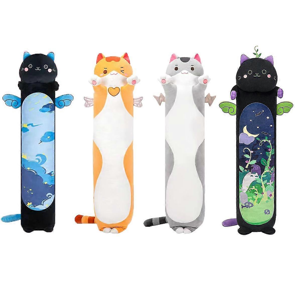 Colorful Cat Plush Toy Cool Stuffed Animal Doll Black Cat Pillow For Girl Gift