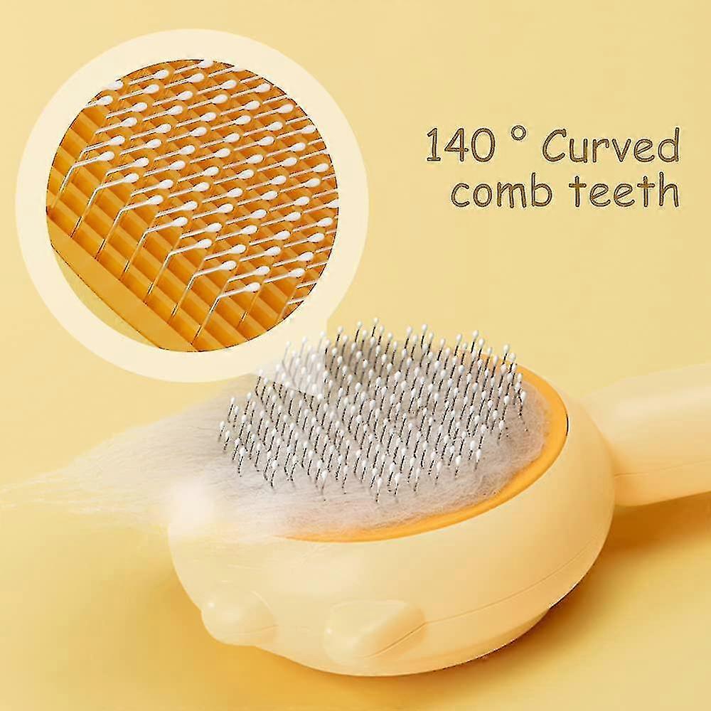 Self-Cleaning Pet Hair Brush - Magic Comb For Cats & Dogs, Removes Loose Fur & Tangles, Massaging Grooming Tool (Purple)