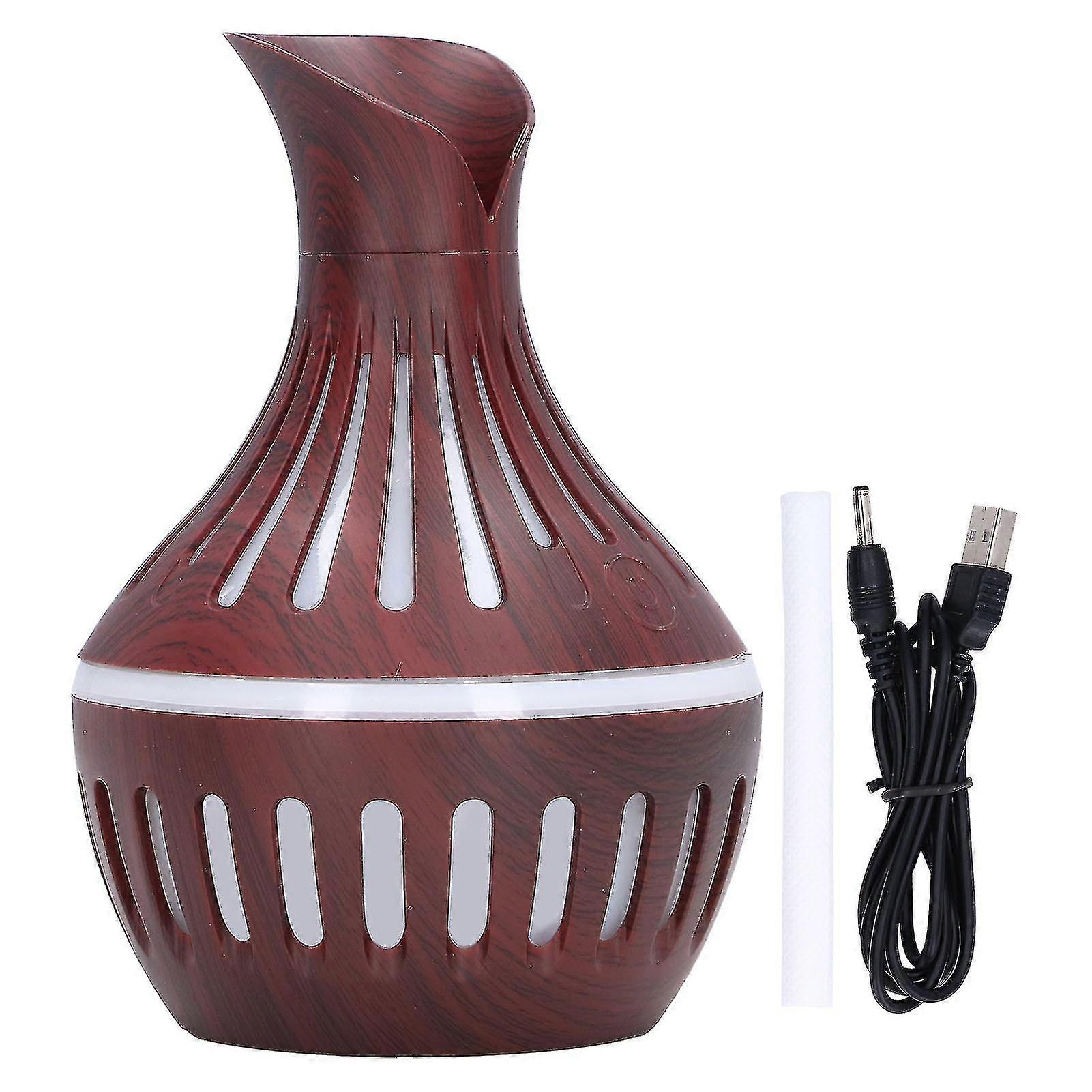 USB Wood Grain Humidifier with Night Light and Aromatherapy Function 300ml