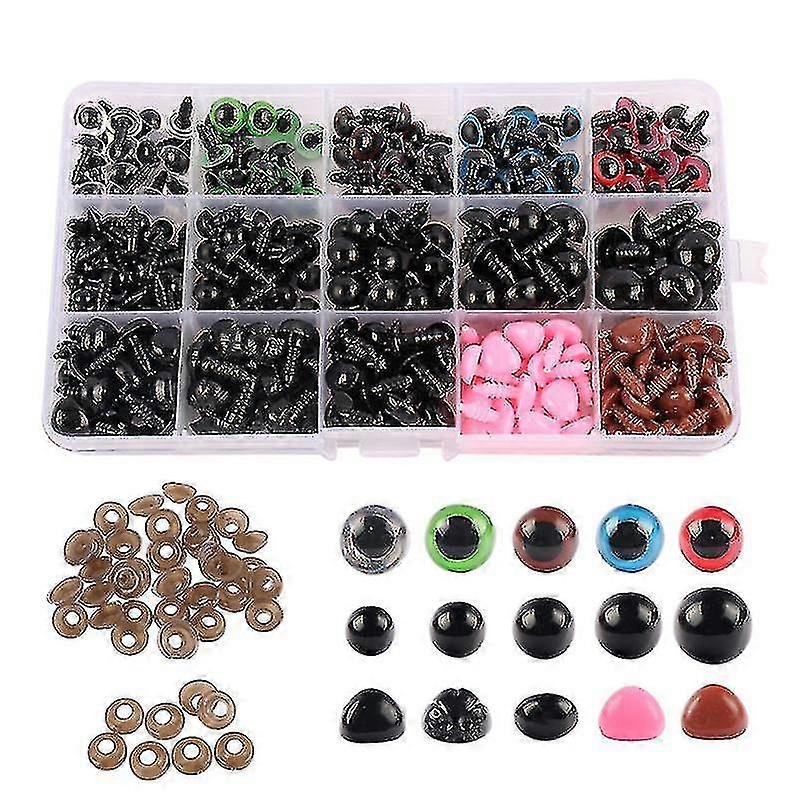 あみぐるみかぎ針編みの工芸品の人形ぬいぐるみとテディベアのための560pcsプラスチック安全目と鼻、マルチヒブン-hibn