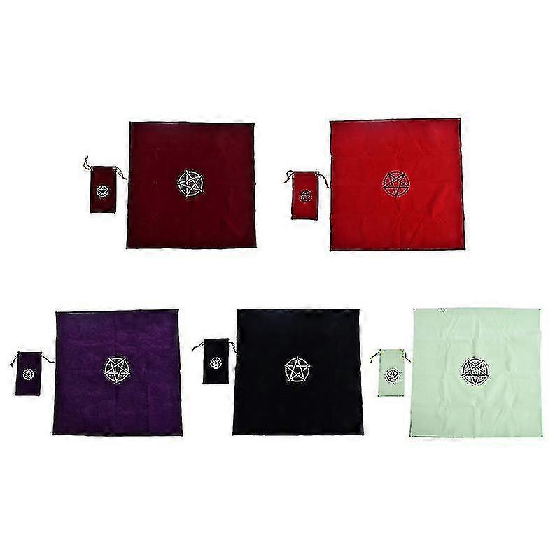 Pentagram Tarot Tablecloth With Bag Velvet Altar Tarot Cloth Pentacles Mat_om