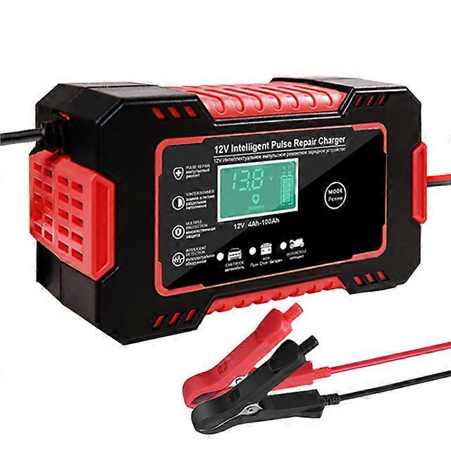 Helautomatisk bilbatterilader 12V digital skjerm batterilader strøm puls reparasjonsladere våt tørr blysyre