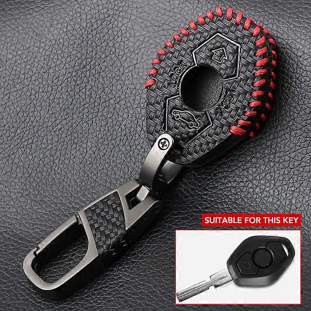 Black Leather Zinc Alloy Carbon Fiber Style Car Key Case for BMW M3 E38 E39 E46 E53 E60 E61 E83 E85 E86