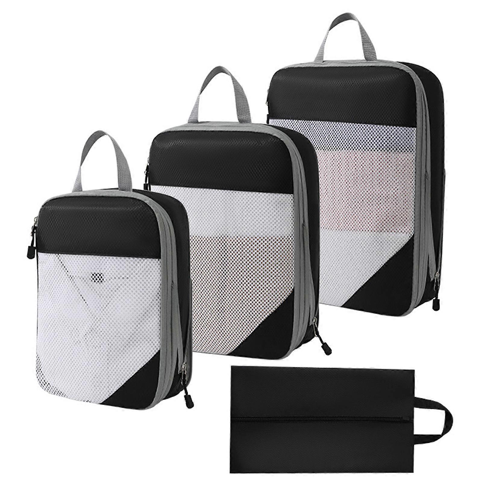 4個/セットパッキングキューブ荷物収納オーガナイザー旅行圧縮スーツケースバッグ新品