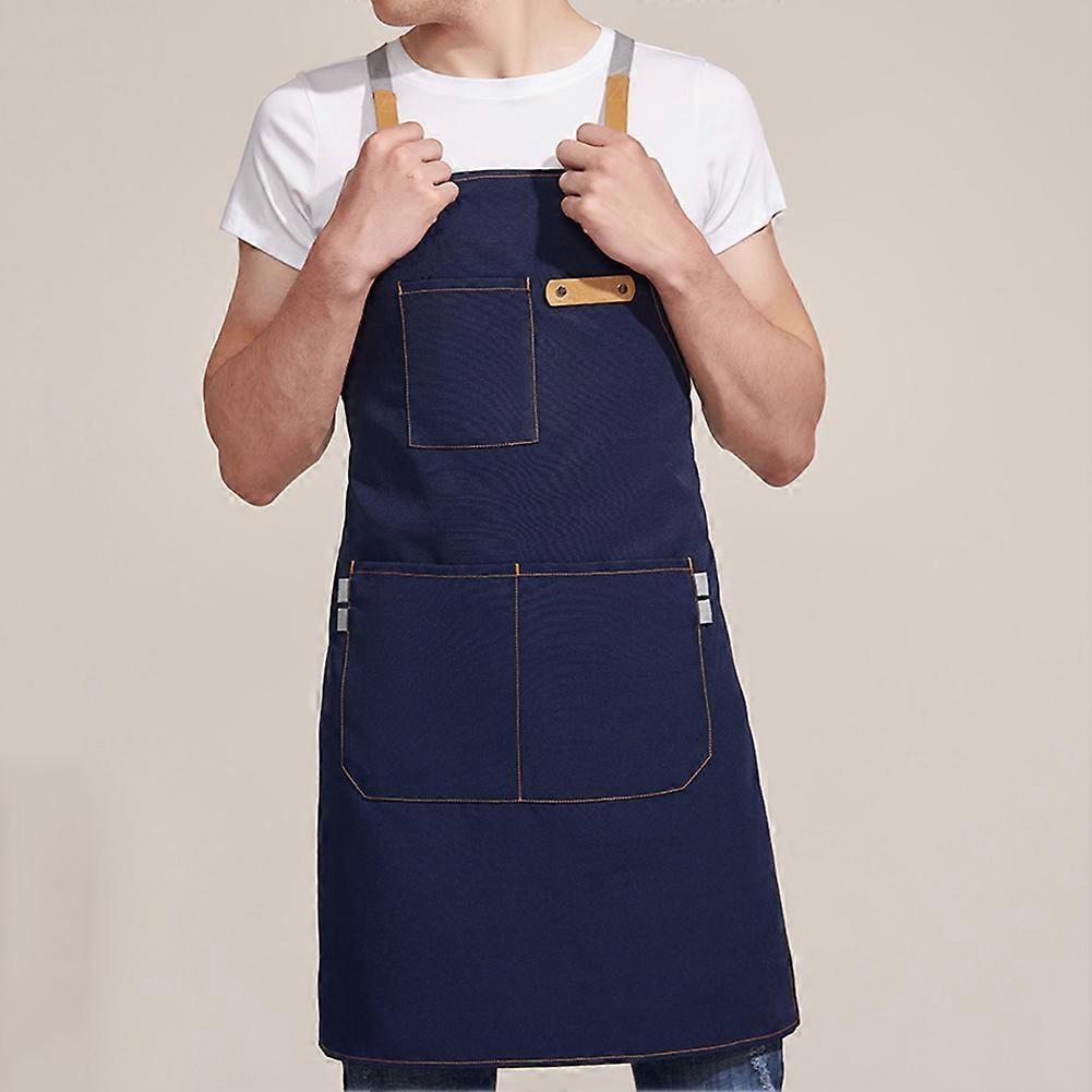 Cleaning Canvas Work Apron Cross-back Straps Adjustable Chef Aprons Kitchen Bib With Pockets For Dishwashing