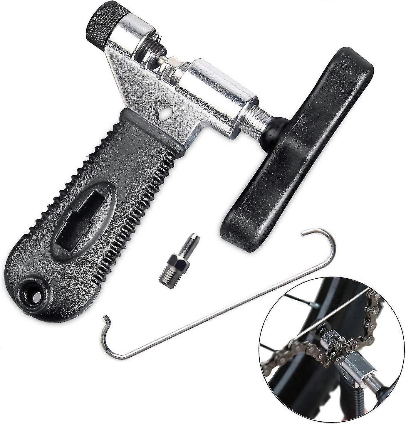 Chain Breaker Tool, Universal For 7 8 9 10 Speed Chain Link Removal With Stainless Steel Backup Pins, Easy Using Bike Chain Splitter Cutter Portable C
