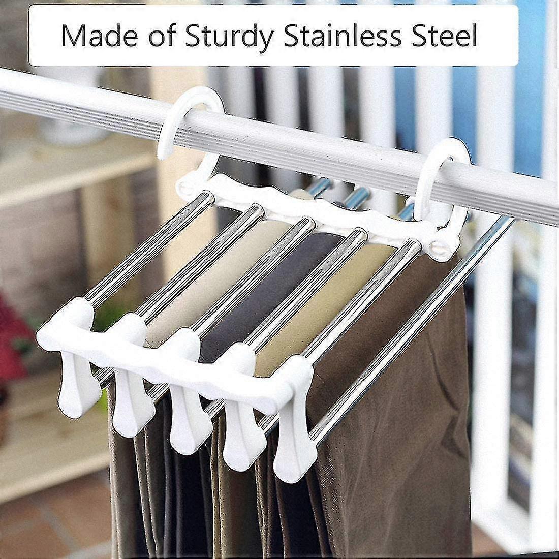Trouser Hanger Space-saving Multiple, 2 Pieces Trouser Hanger Made Of Stainless Steel Extendable