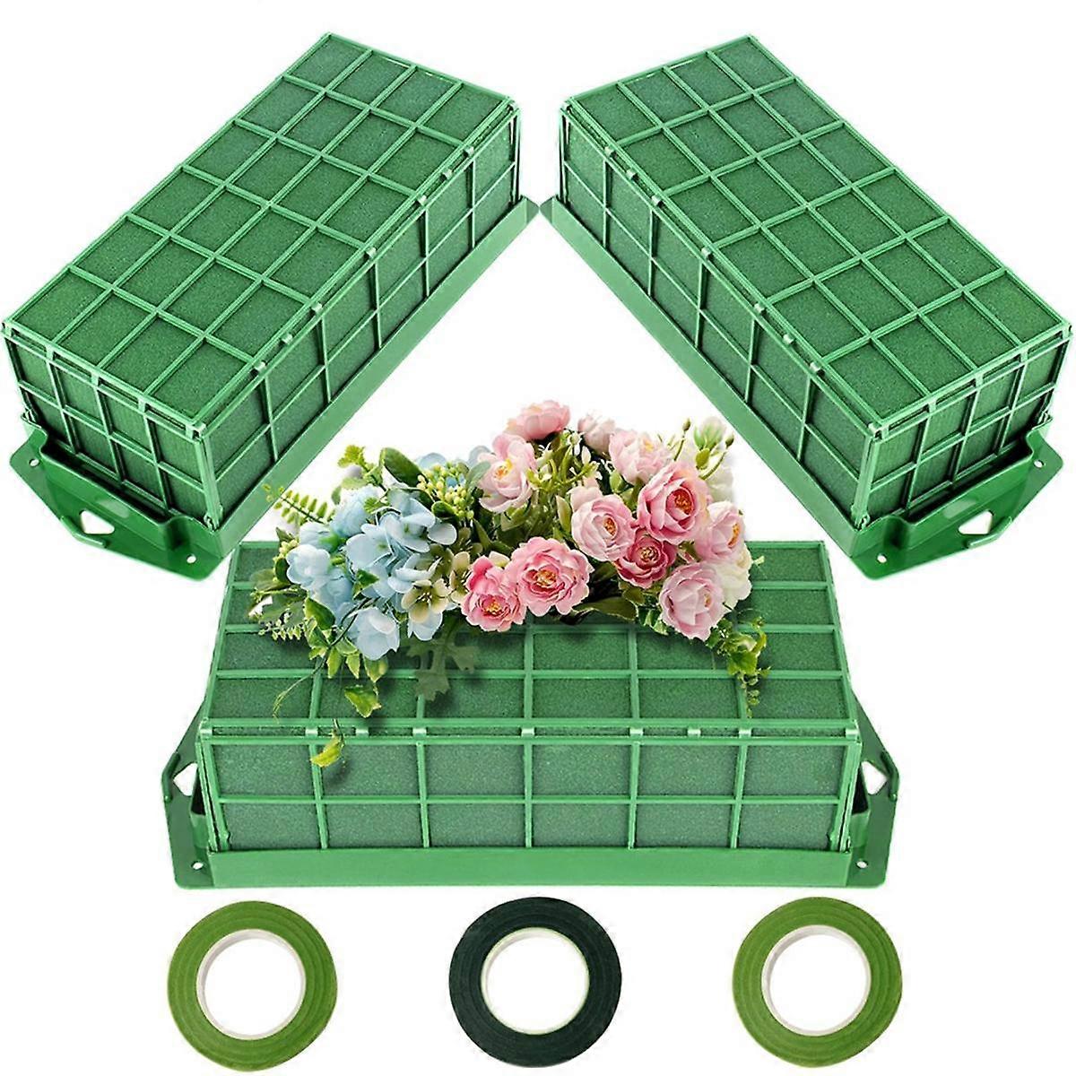 Floral Foam Cage, 3 Pack Floral Foam Blocks for Flower, Flower Holder with Floral Foam, Cage Bowl Flower Foam