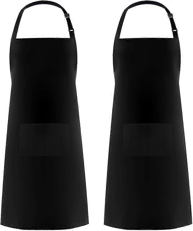 2/4 Pcs Adjustable Bib Apron Waterdrop Resistant With 2 Pockets