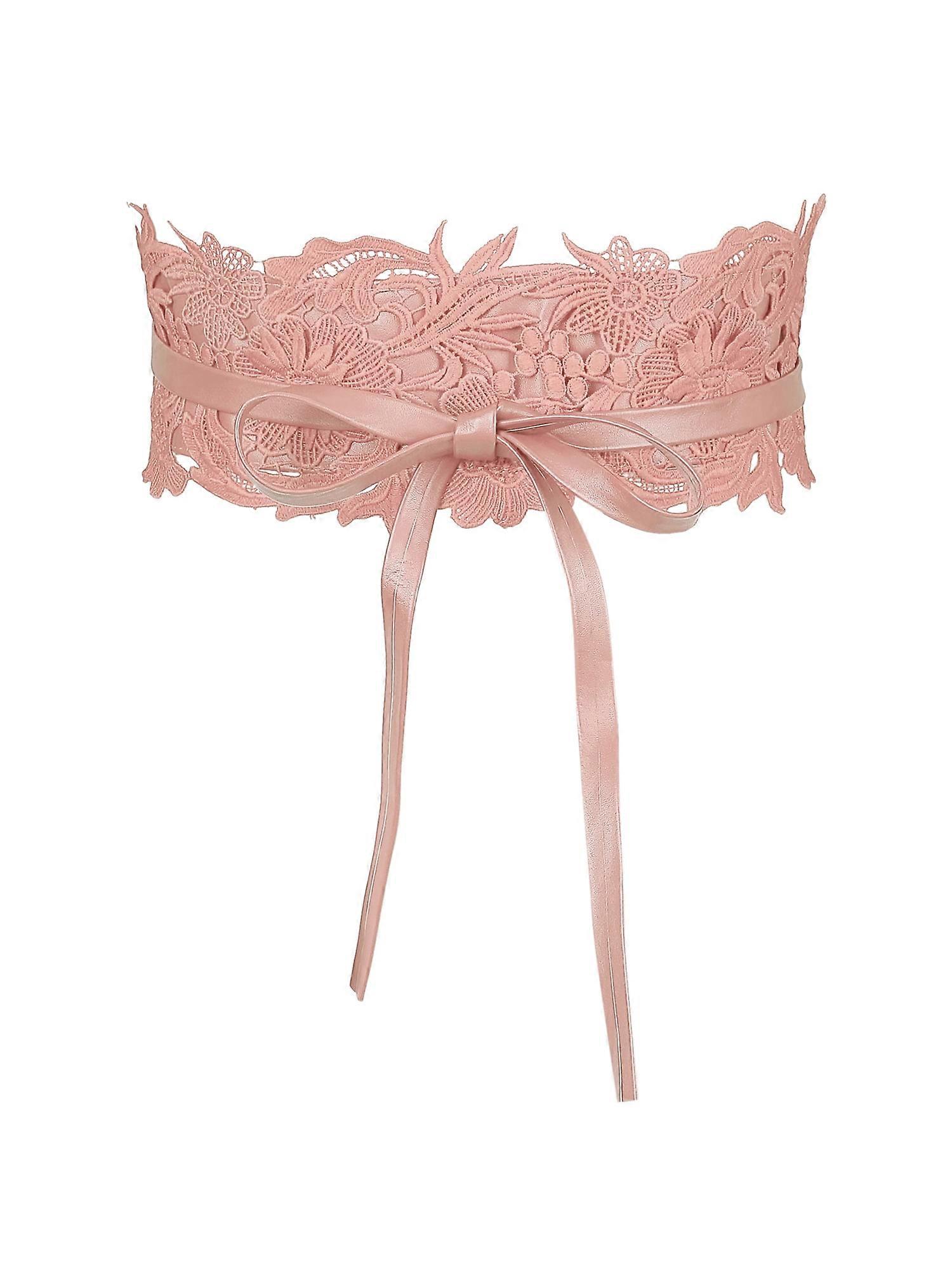 Cinturón ancho de encaje para mujer con lazo