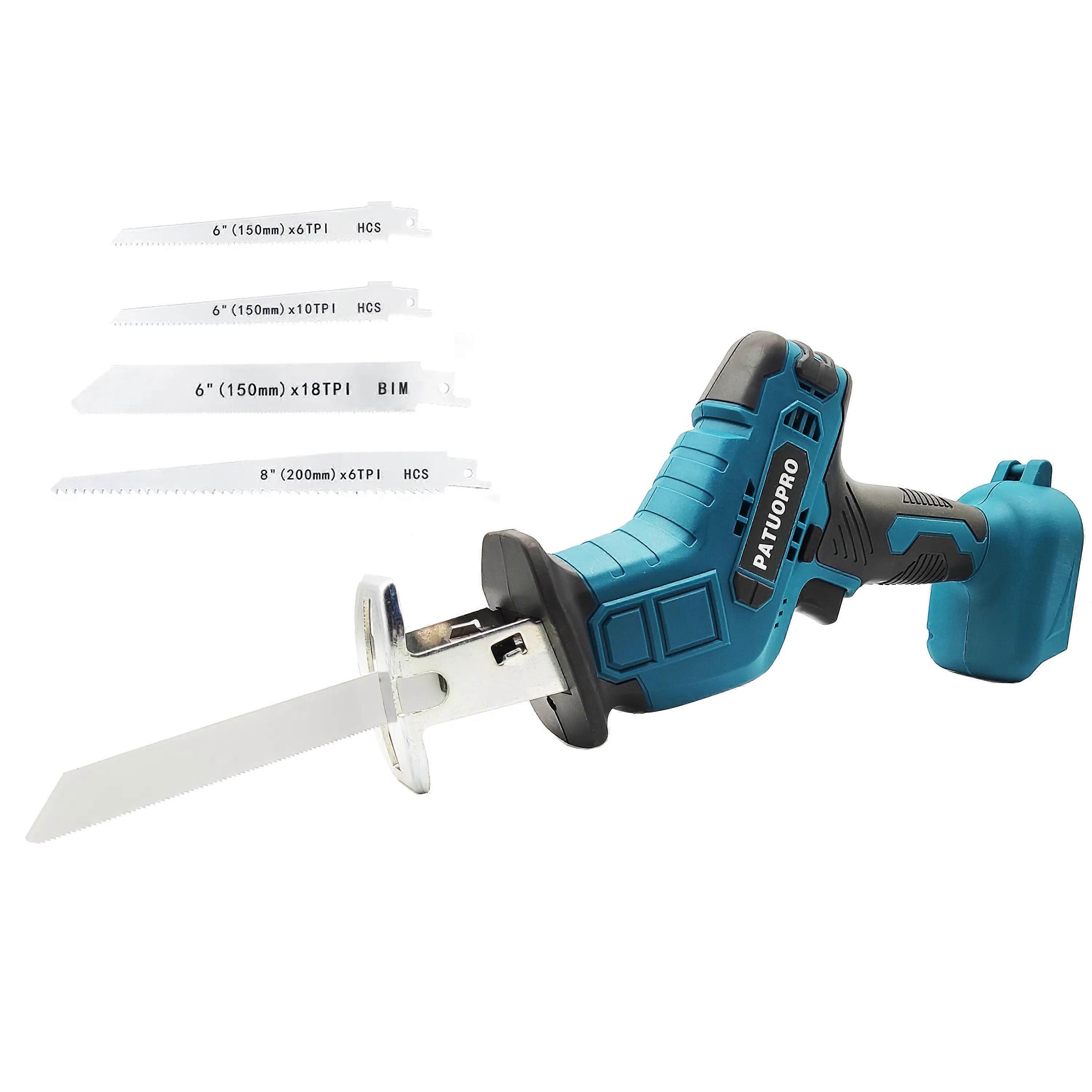 Cordless Reciprocating Saw 18V Adjustable Speed Electric Saw Wood Metal Pipe Cutting fit Makita 18v Battery (without Battery)