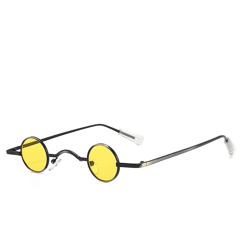 Retro Mini Round Small Framed Sun Glasses Yellow