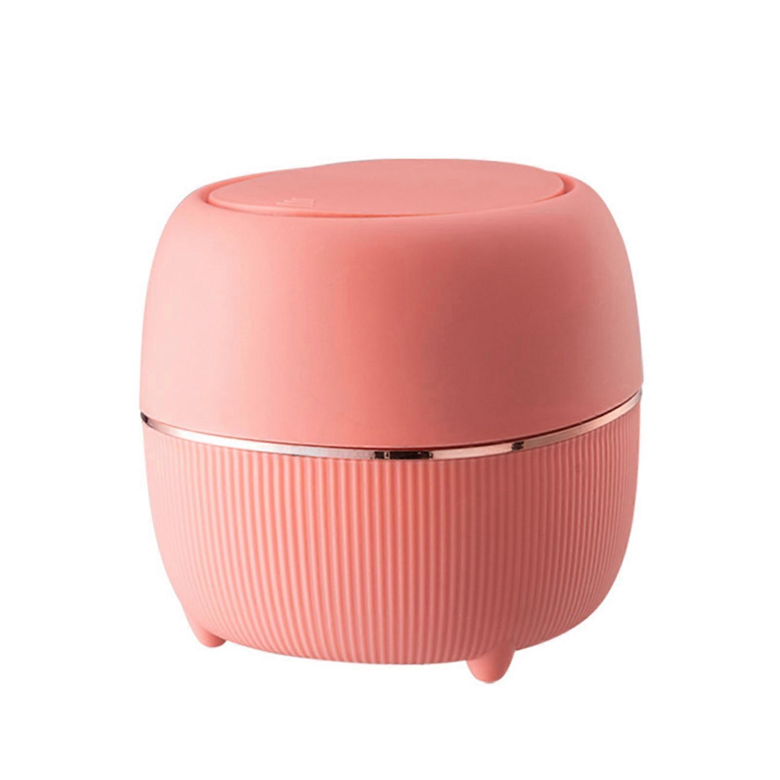 Desktop Trash Can Round Pressing Type with Lid Large Caliber Mini Garbage Bin Wastebasket for Household