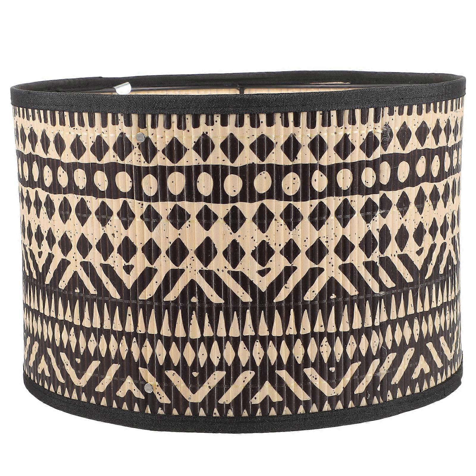Bamboo Lamp Shade Printing Decorative Lamp Cover Drum Lamp Shade for Restaurant