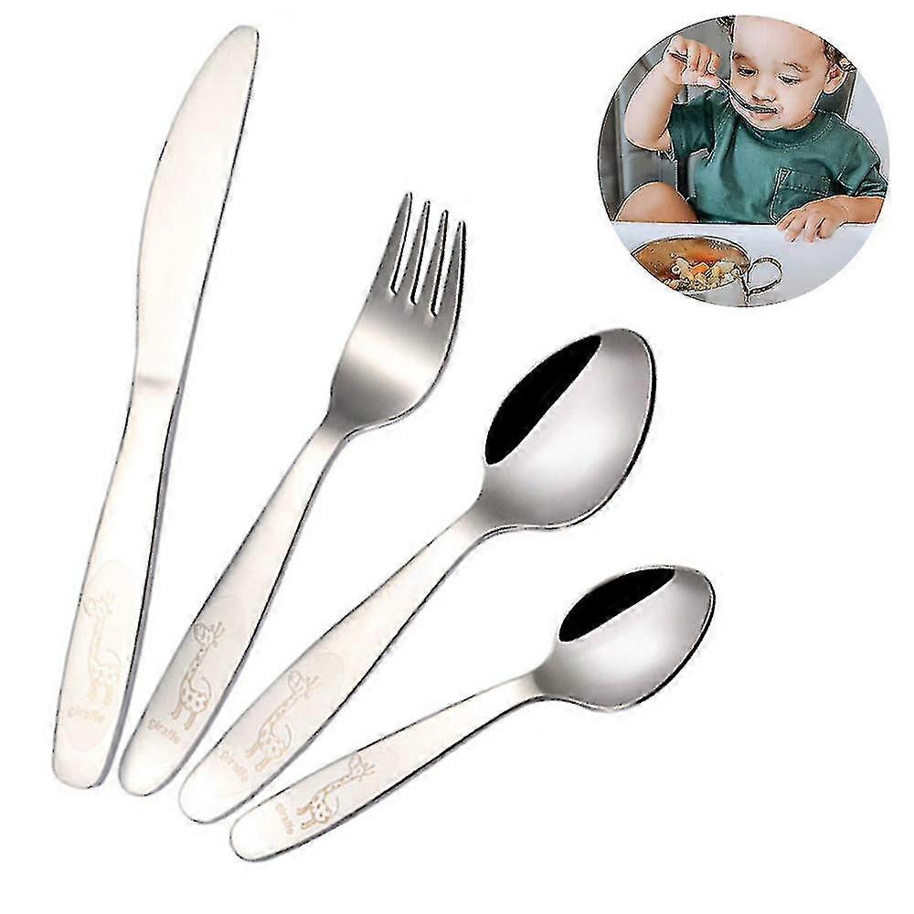 barnas bestikk sett 4 stykker, barnas bestikk rustfritt stål