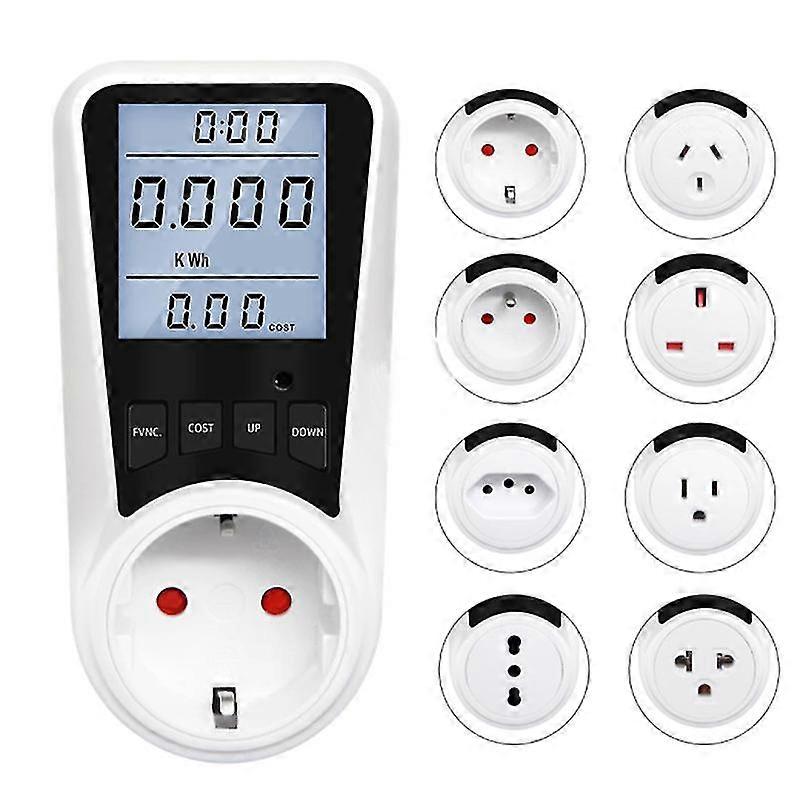 Electricity Meter Digital Wattmeter Ac Energy Socket For Socket Electricity Meter, 16a Energy Cost Meter, Electricity Consumption Meter With Lcd Back