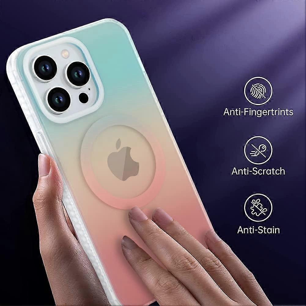 for iPhone 14 Pro Case Compatible with MagSafe Cute Gradient Color Case for Women Girls Magnetic Glitter Case Soft TPU and PC Shockproof Back Slim Mul