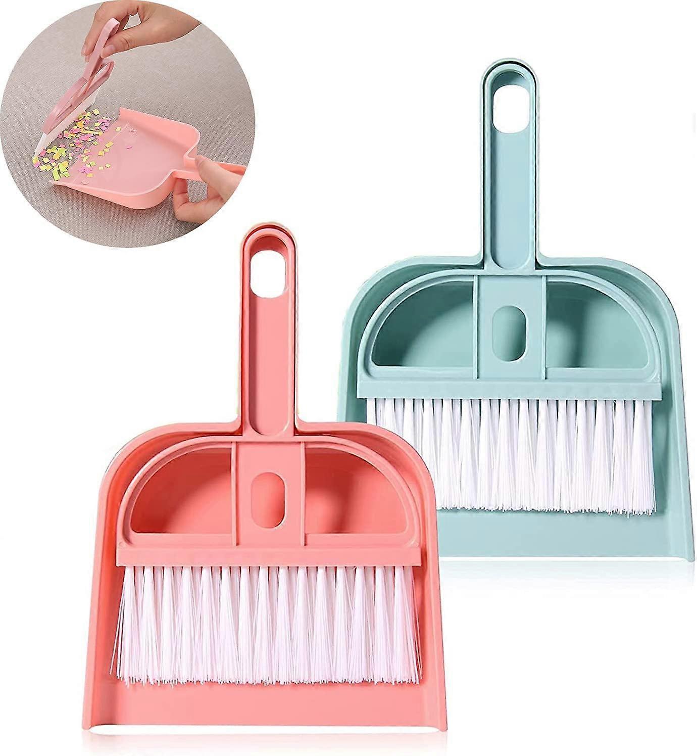 2 pezzi mini paletta e spazzola set, piccola scopa e paletta pulizia set - plastica - per la pulizia