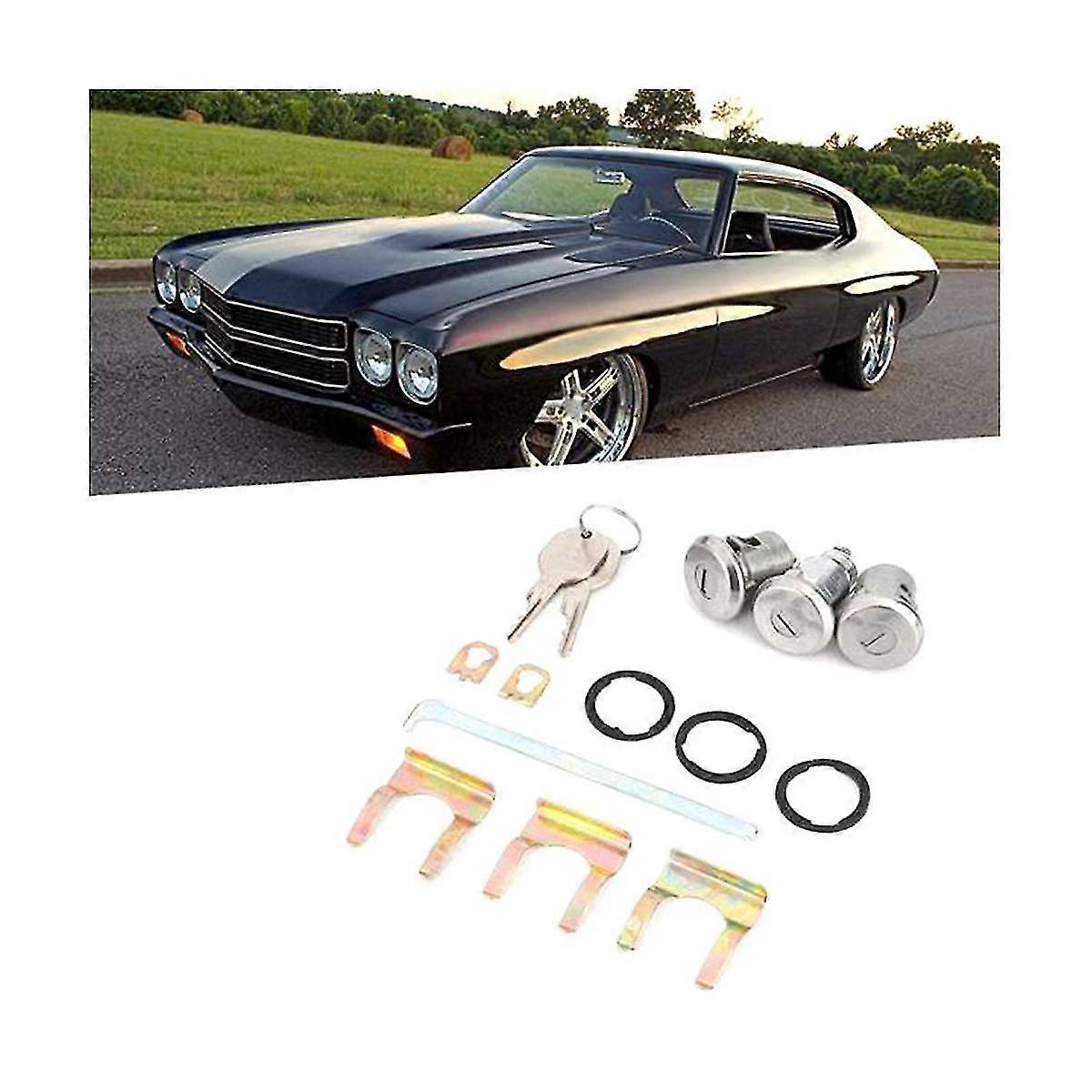 Door Trunk Key Kit Door Lock Cylinder Set With 2 Keys 654394765282 For Cutlass