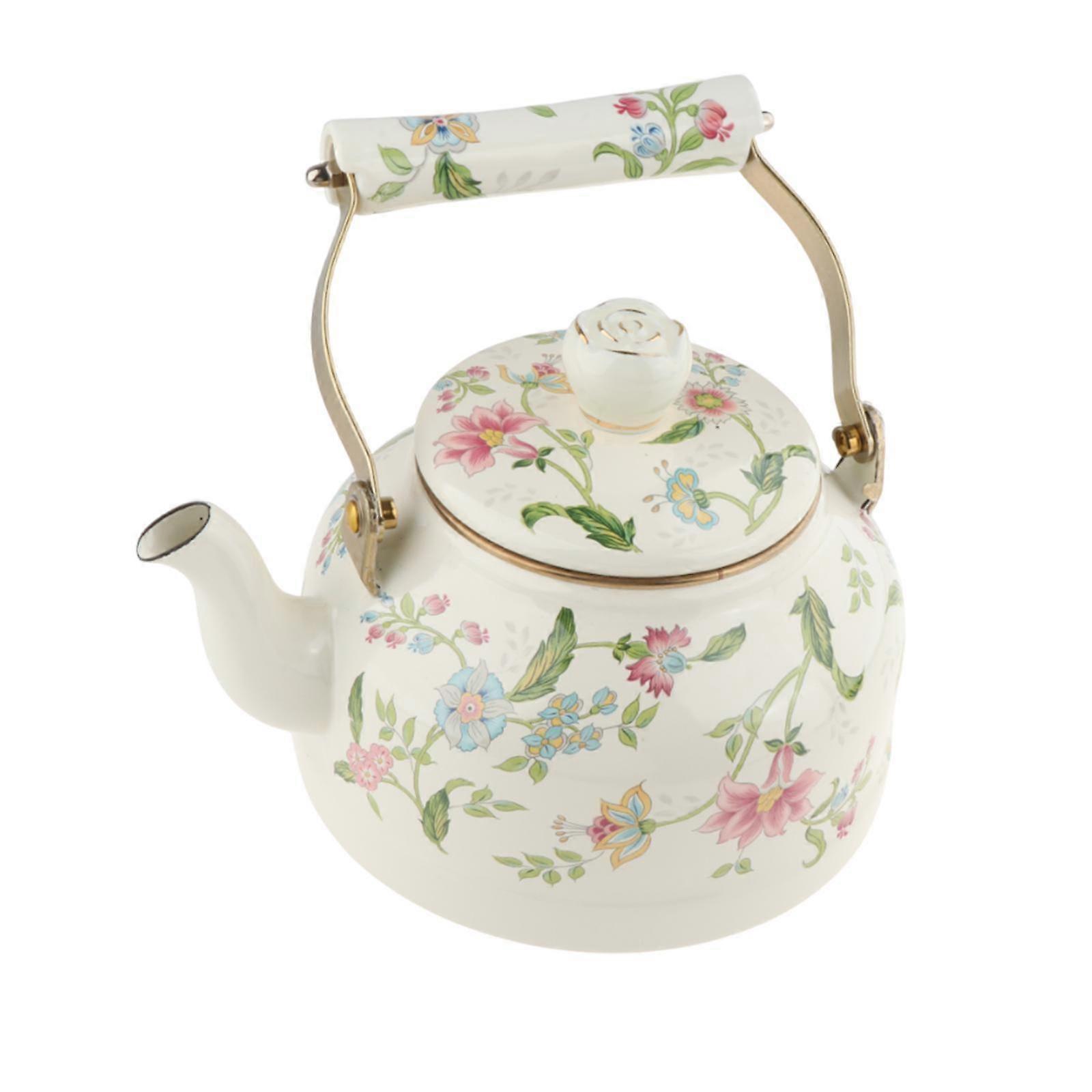 2.5L Enamel Tea Kettle with Handle Juice Jar Water Boiler for Party Home Tea Flower