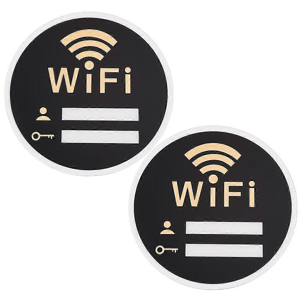 Acrylic Wifi Password Signages Wifi Sign Board for Home Public Places Round Black 200x3mm