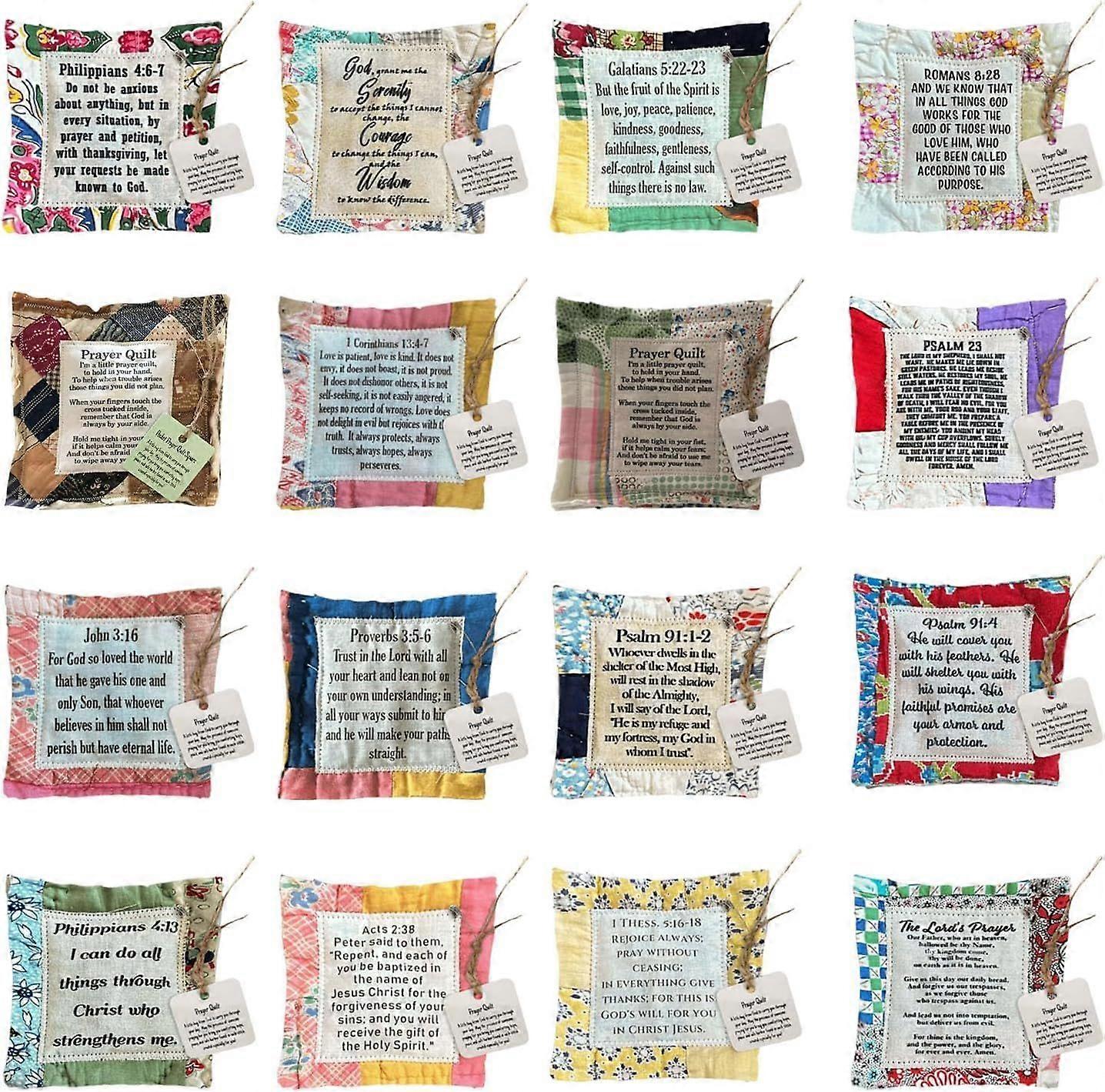 Prayer Quilt with Cross Inside, Handmade Sew Individually Colorful Vintage Christian Prayer Quilts