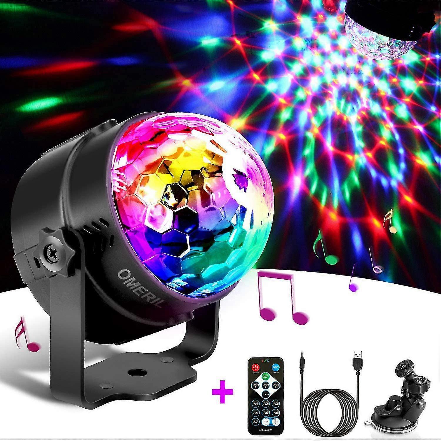 Disco Ball Led Party Lamp, Music-controlled Disco Light Effects, Disco Light With Usb Cable, 360 Rotatable Party Light With Remote Control,1355