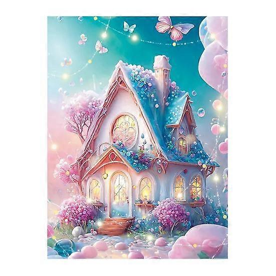 5D Colorful Rhinestones Diamond Art Kit Dream Pink Series House Pattern DIY Craft Adult Kids Rhinestones Painting Kit
