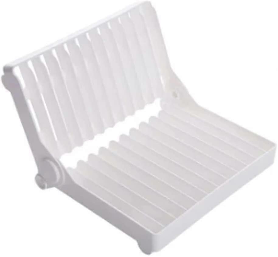Folding Dish Drainer Plate Drying Rack Plastic Dish Drying Rack For Home Storage Organization White)(1pc
