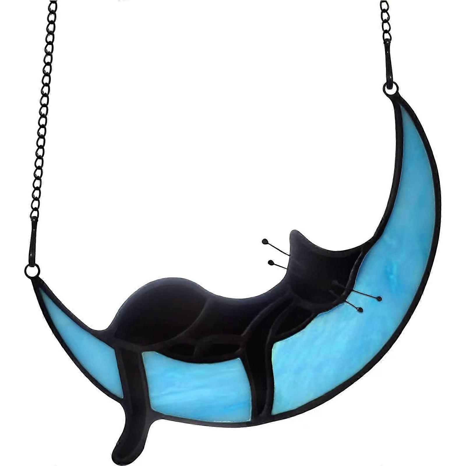 Creative Black Cat & Moon Suncatcher Decoration