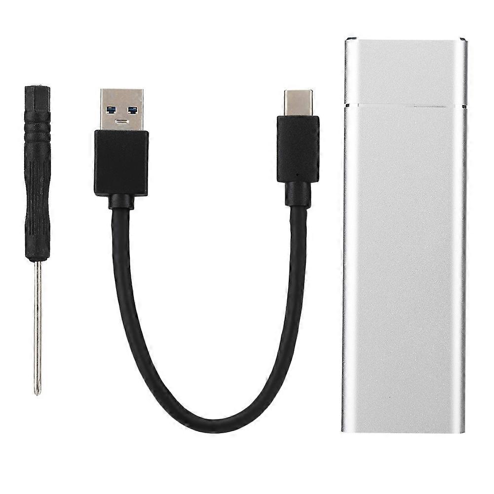 USB3.1 Type C to M.2 NGFF B Key SATA 3.0 Solid State Disk Enclosure for Computer (Silver)